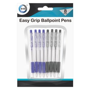 Easy grip balpennen set 8x stuks in 2 kleuren 14 cm