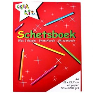 Pakket van 3x stuks A4 schetsboeken/tekenboeken wit papier 50 vellen