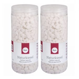 2x stuks kokers met witte decoratie steentjes kiezel 475 ml