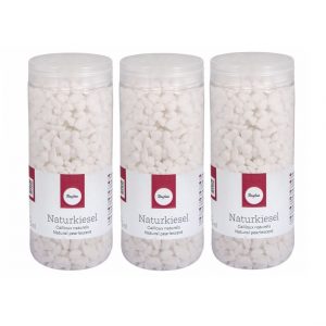 3x stuks kokers met witte decoratie steentjes kiezel 475 ml