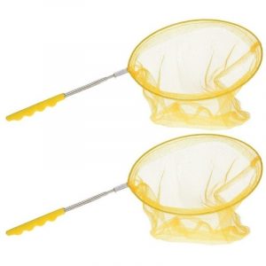 2x Geel uitschuifbaar visnetje/vlindernetje 36 cm