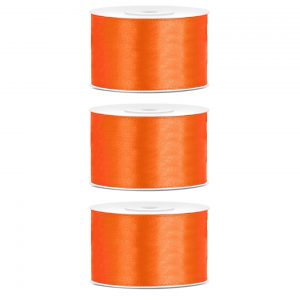 3x Hobby/decoratie oranje satijnen sierlinten 3,8 cm/38 mm x 25 meter