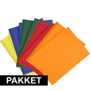 5 stuks A4 hobby karton in 5 kleuren geel/donkergroen/blauw/oranje/rood