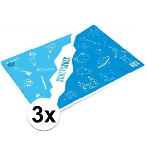 3x Tekenboek A4 papier met tekenpapier