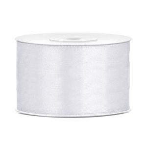 1x Hobby/decoratie wit satijnen sierlinten 3,8 cm/38 mm x 25 meter