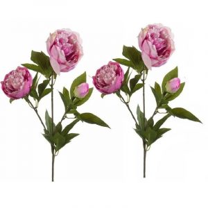 2x Roze pioenroos kunstbloemen 70 cm
