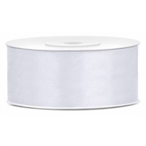1x Hobby/decoratie wit satijnen sierlint 2,5 cm/25 mm x 25 meter