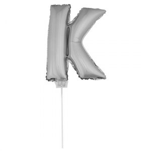 Opblaasbare letter ballon K zilver