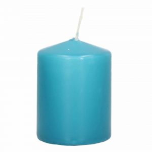 1x Turquoise blauwe woondecoratie kaarsen 6 x 8 cm 29 branduren