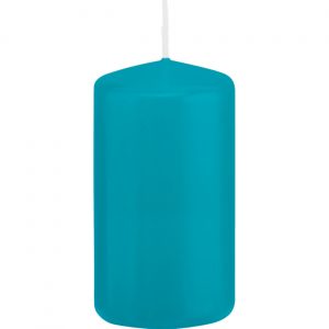 1x Turquoise blauwe woondecoratie kaarsen 6 x 12 cm 40 branduren