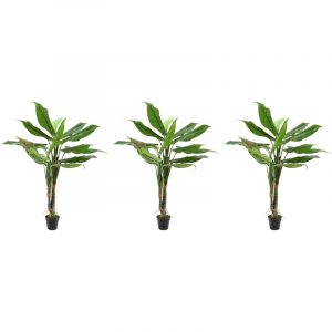 3x Grote groene Philodendron kunstplanten 120 cm in zwarte pot