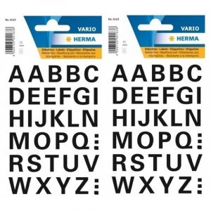 64x Alfabet stickers zwart 15 mm