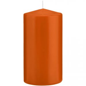 1x Oranje woondecoratie kaarsen 8 x 15 cm 69 branduren