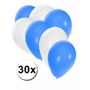 Ballonnen in blauw en wit 30x