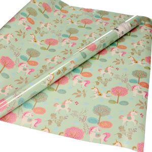 1x Inpakpapier / cadeaupapier gekleurd met paardjes thema 200 x 70 cm