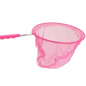 Roze uitschuifbaar visnetje/vlindernetje 36 cm