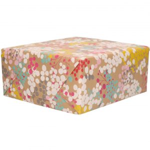 3x Cadeaupapier craft met gekleurde stippen 200x70cm rollen