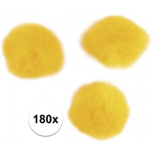 180x Decoratieve pompons 15 mm geel