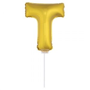 Opblaasbare letter ballon T goud