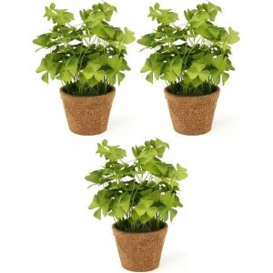3x Nep klavertje plantengroen in pot 25 cm kunstplanten