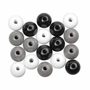 345x Zwart/wit/zilver houten hobby kralen 6 mm