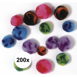 200x Decoratieve pompons assorti