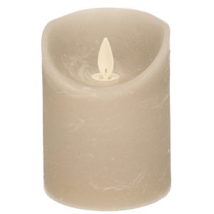 1x Taupe LED kaars / stompkaars met bewegende vlam 10 cm