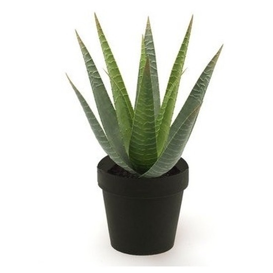 Nep aloe vera plant groen in zwarte pot kunstplant