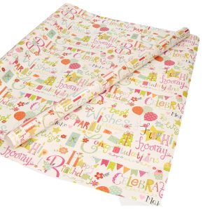 1x Inpakpapier/cadeaupapier wit met happy birthday party motief 200 x 70 cm rol