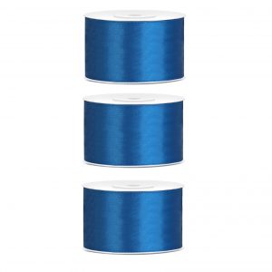 3x Hobby/decoratie blauw satijnen sierlinten 3,8 cm/38 mm x 25 meter