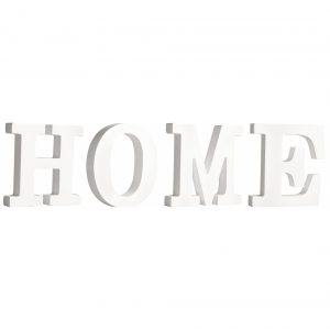 Houten deco hobby letters - 4x losse witte letters om het woord HOME te maken