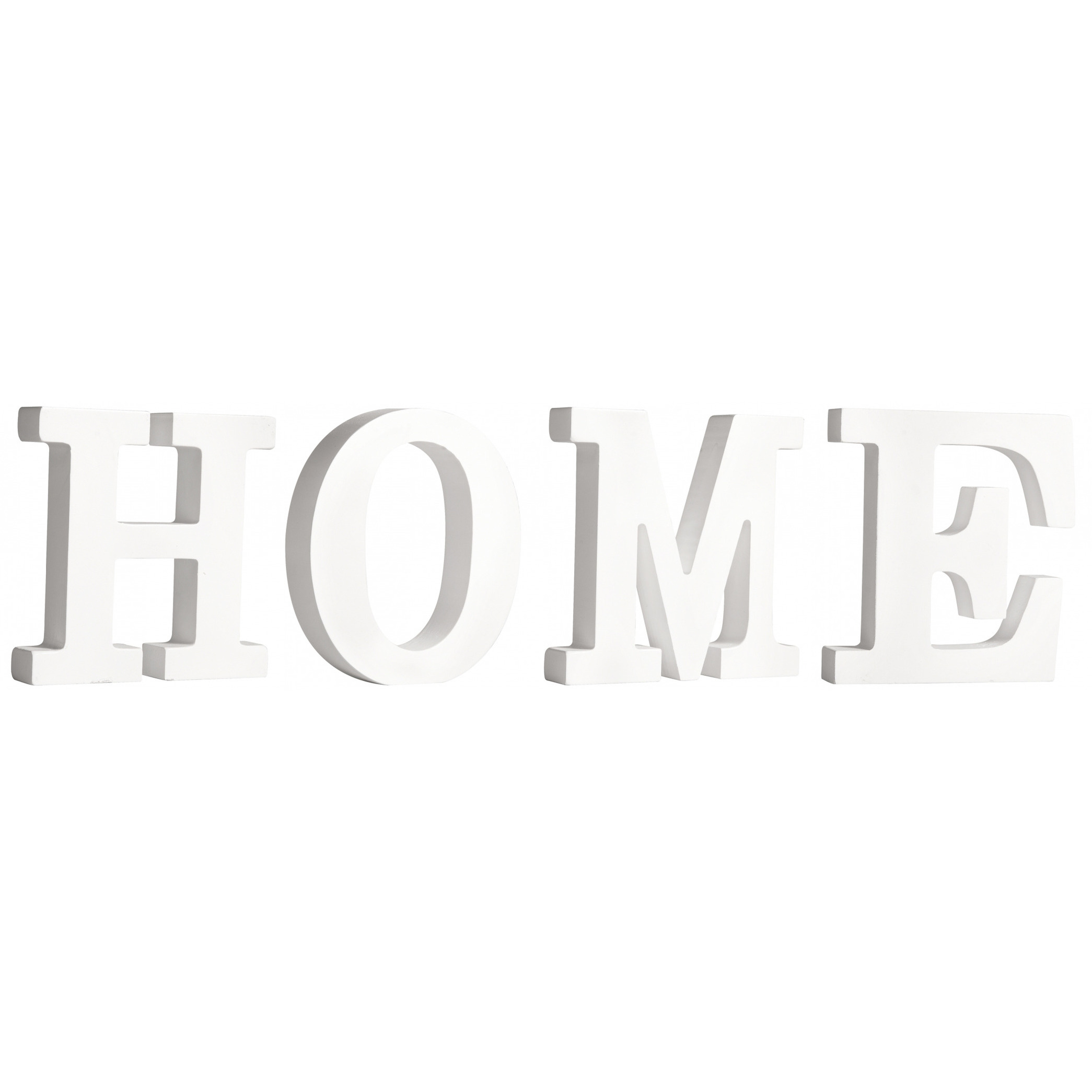 Houten deco hobby letters - 4x losse witte letters om het woord HOME te maken