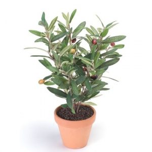 Nep olijf boompje plant groen in terracotta pot kunstplant