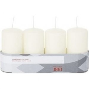 4x Ivoorwitte woondecoratie kaarsen 5 x 10 cm 18 branduren