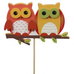 6x Stekers/instekers met oranje uilen 8,5 cm