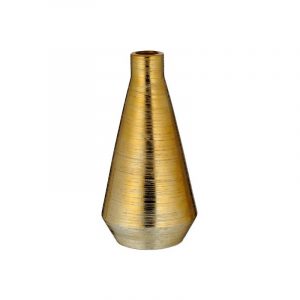 Ronde bloemenvaas goud van keramiek 28 cm