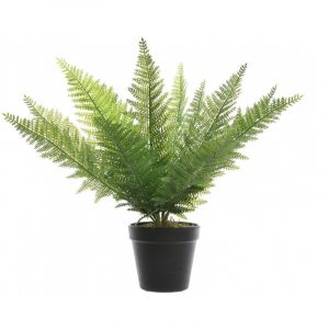 Groene adelaarsvaren kunstplant 48 cm in zwarte pot