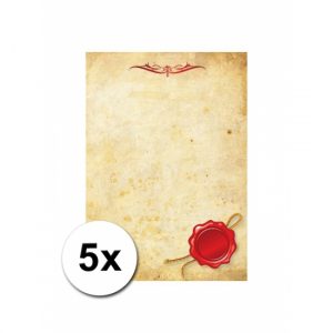 5 papieren vellen perkament