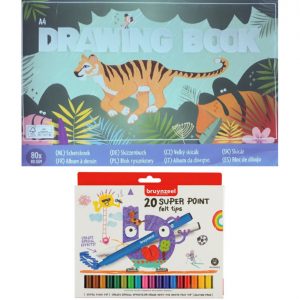 Tekenset A4 tekenboek met 20 stiften