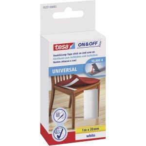 1x Tesa klittenband haak-/lusdeel voor stof wit 1 mtr x 2 cm