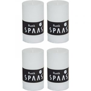 4x Witte woondecoratie kaarsen rustiek 5 x 8 cm 17 branduren