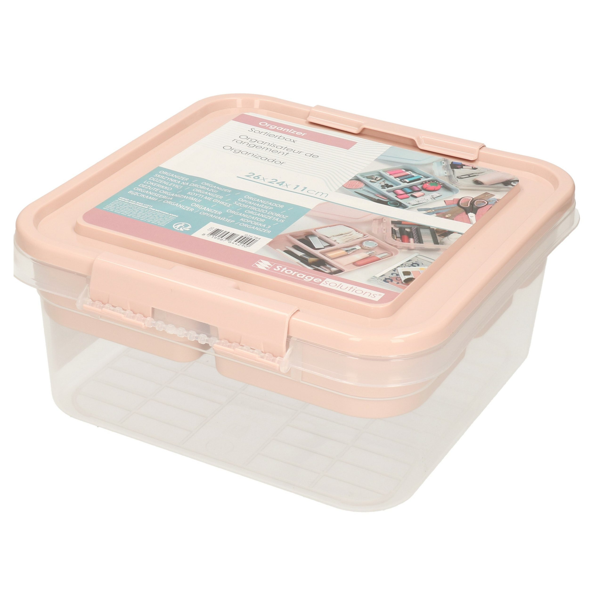Multifunctionele opberg/sorteer naaigaren/verband/hobby box/doos roze 26 x 24 x 11 cm