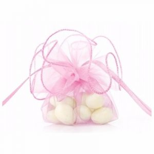 100x stuks luxe roze organza zakjes 26 cm