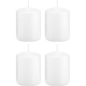 4x Witte woondecoratie kaarsen 6 x 8 cm 29 branduren