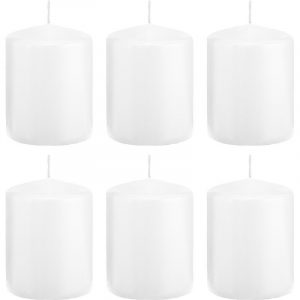 6x Witte woondecoratie kaarsen 6 x 8 cm 29 branduren