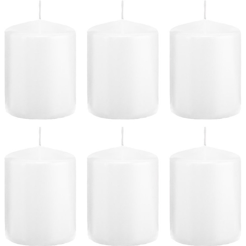 6x Witte woondecoratie kaarsen 6 x 8 cm 29 branduren