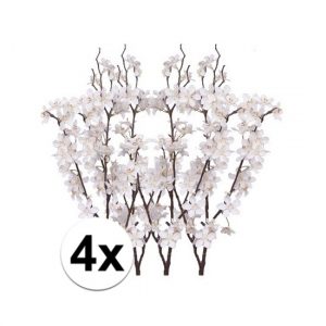 4x Stuks witte appelbloesem kunstbloem/tak met 57 bloemetjes 84 cm