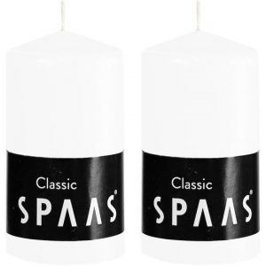 2x Witte woondecoratie kaarsen 6 x 10 cm 25 branduren