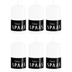 6x Witte woondecoratie kaarsen 6 x 10 cm 25 branduren