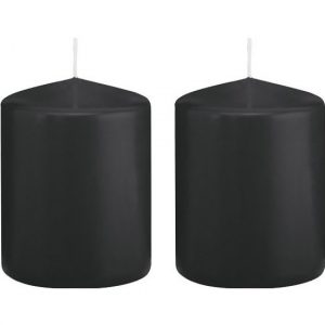 2x Zwarte woondecoratie kaarsen 6 x 8 cm 29 branduren